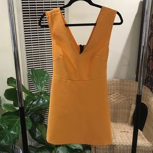 Zara Orange Deep V Cocktail Dress